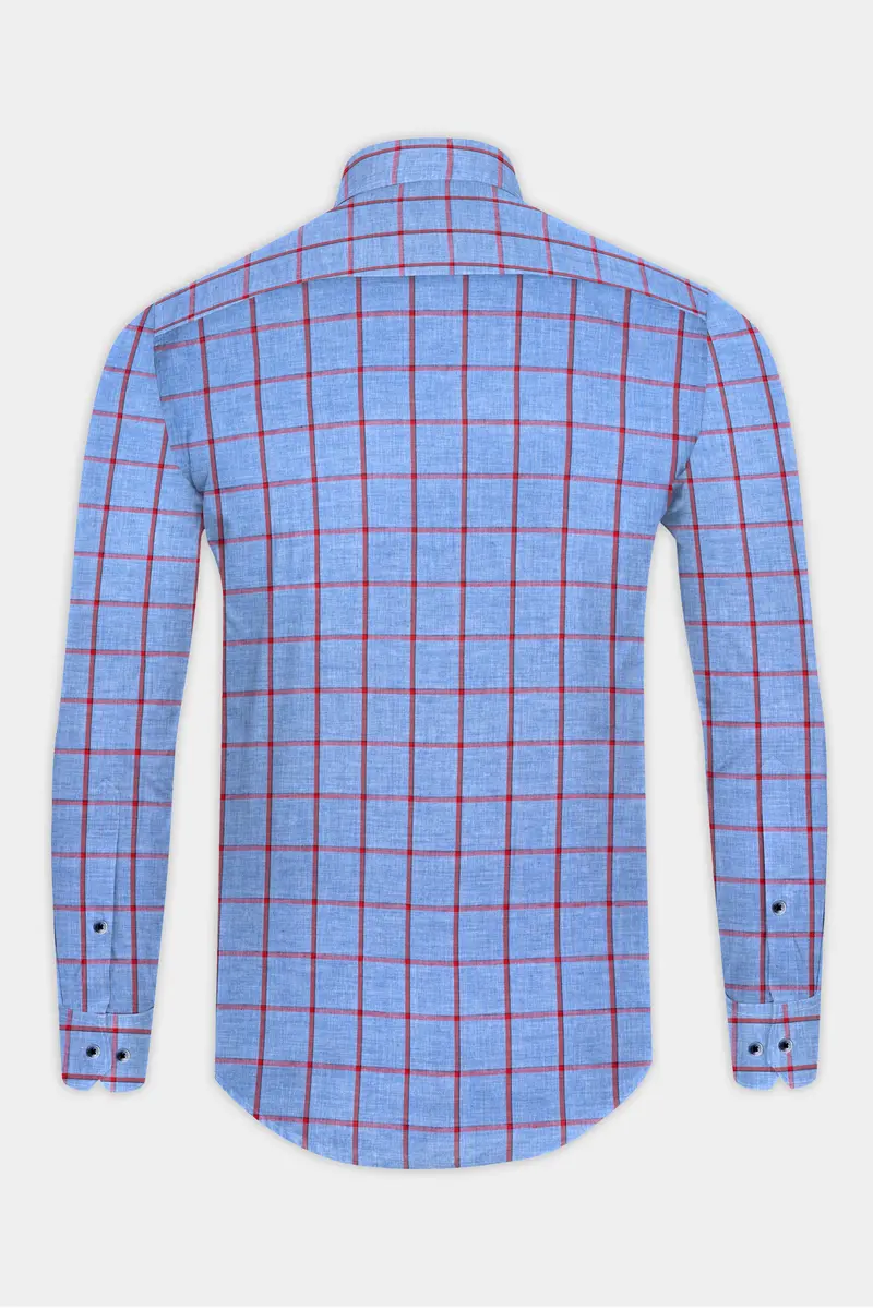 Shipcove Blue And Chestnut Red Windowpane Royal Oxford Shirt 5