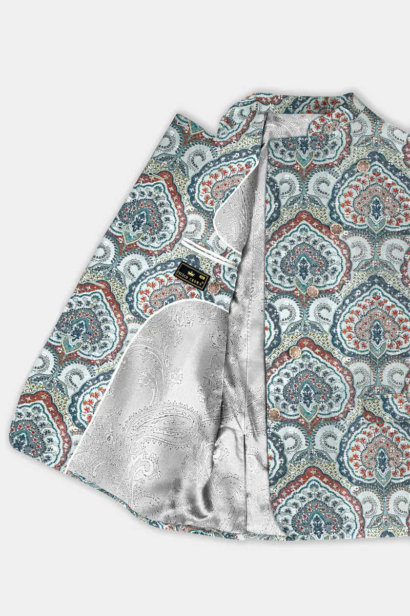Shiraz Blue And Hippie Red Multicolour Embroidered Cross Placket Bandhgala Jodhpuri 4