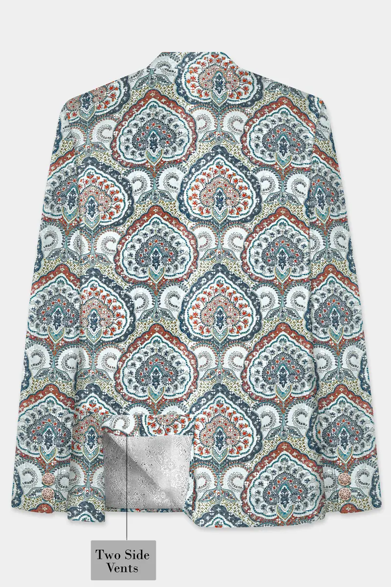 Shiraz Blue And Hippie Red Multicolour Embroidered Cross Placket Bandhgala Jodhpuri 7