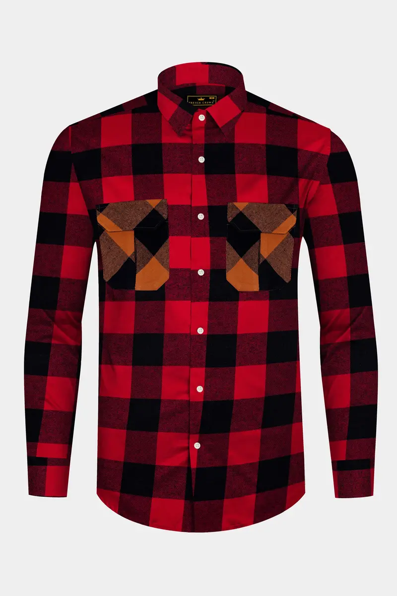 Shiraz Red And Black Checked Flannel Designer Overshirt/Shacket 2