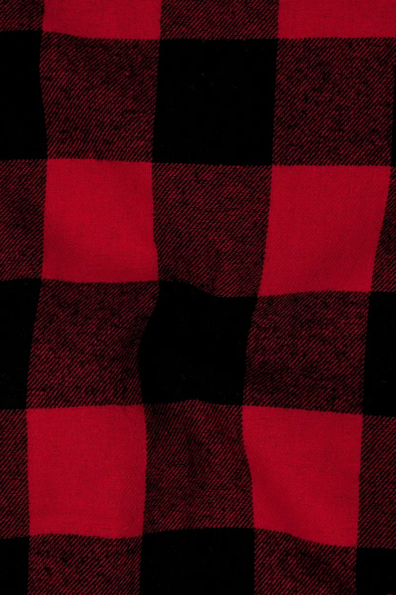 Shiraz Red And Black Checked Flannel Designer Overshirt/Shacket 3