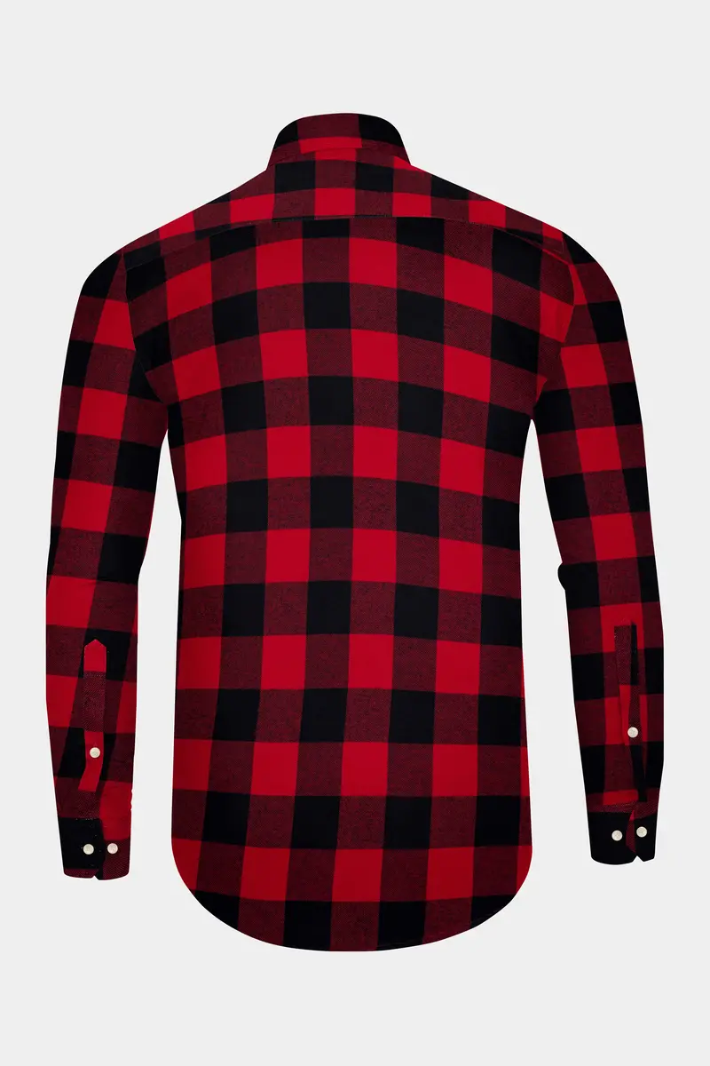 Shiraz Red And Black Checked Flannel Designer Overshirt/Shacket 7