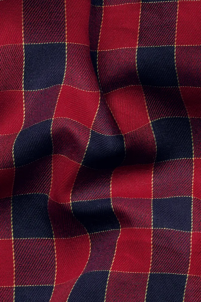 Shiraz Red And Haiti Blue Twill Checkered Premium Cotton Shirt 3