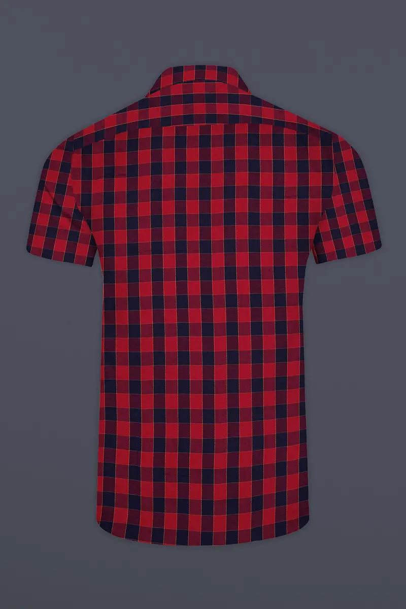 Shiraz Red And Haiti Blue Twill Checkered Premium Cotton Shirt 6