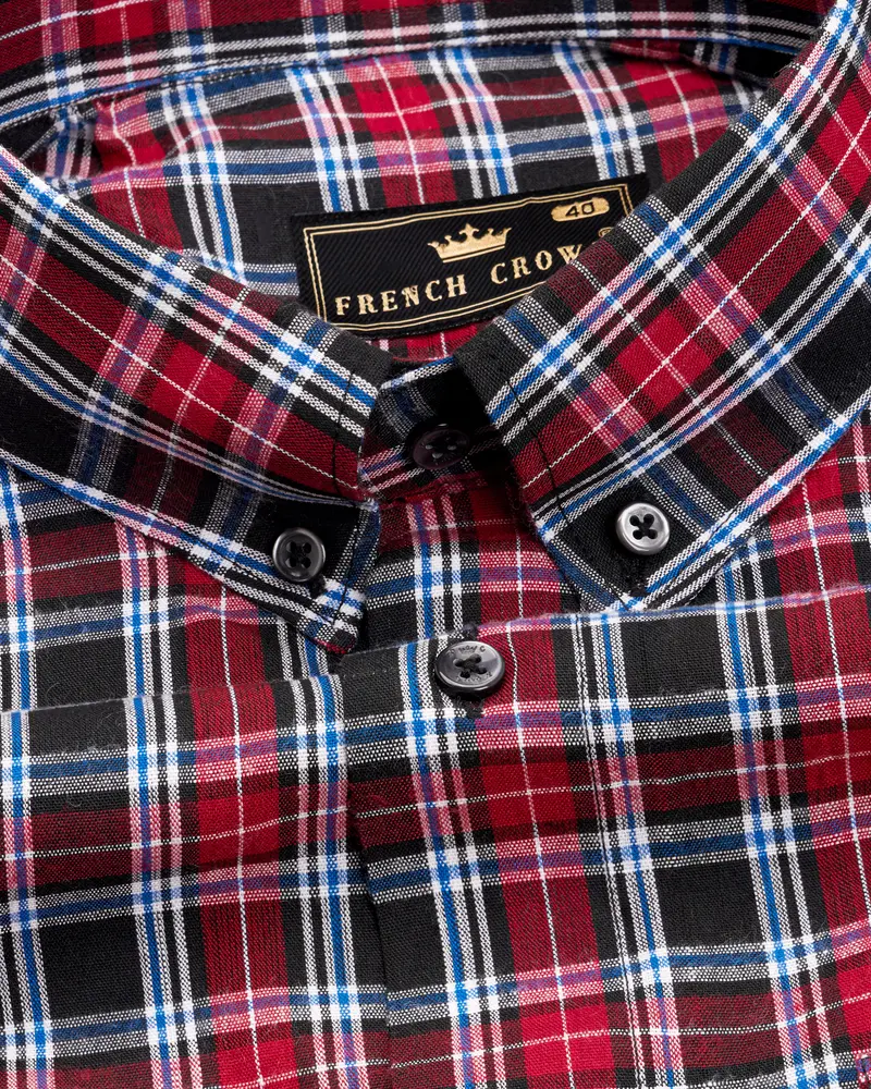 Shiraz Red And Mackerel Blue Checkered Royal Oxford Shirt 1