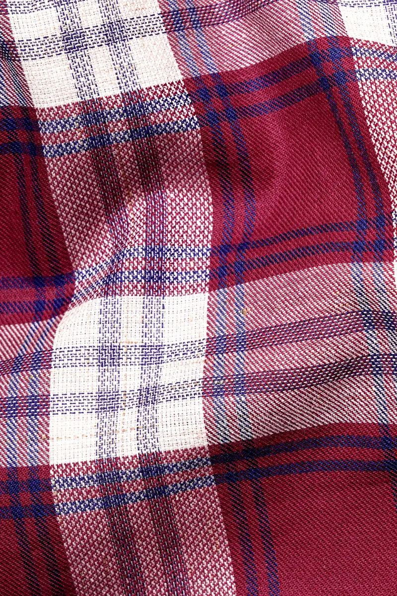 Shiraz Red And Pot Pourri Twill Plaid Premium Cotton Shirt 2