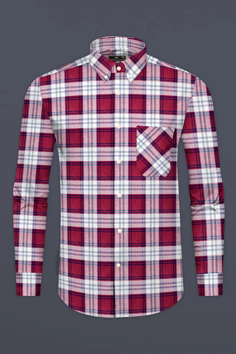 Shiraz Red And Pot Pourri Twill Plaid Premium Cotton Shirt 4