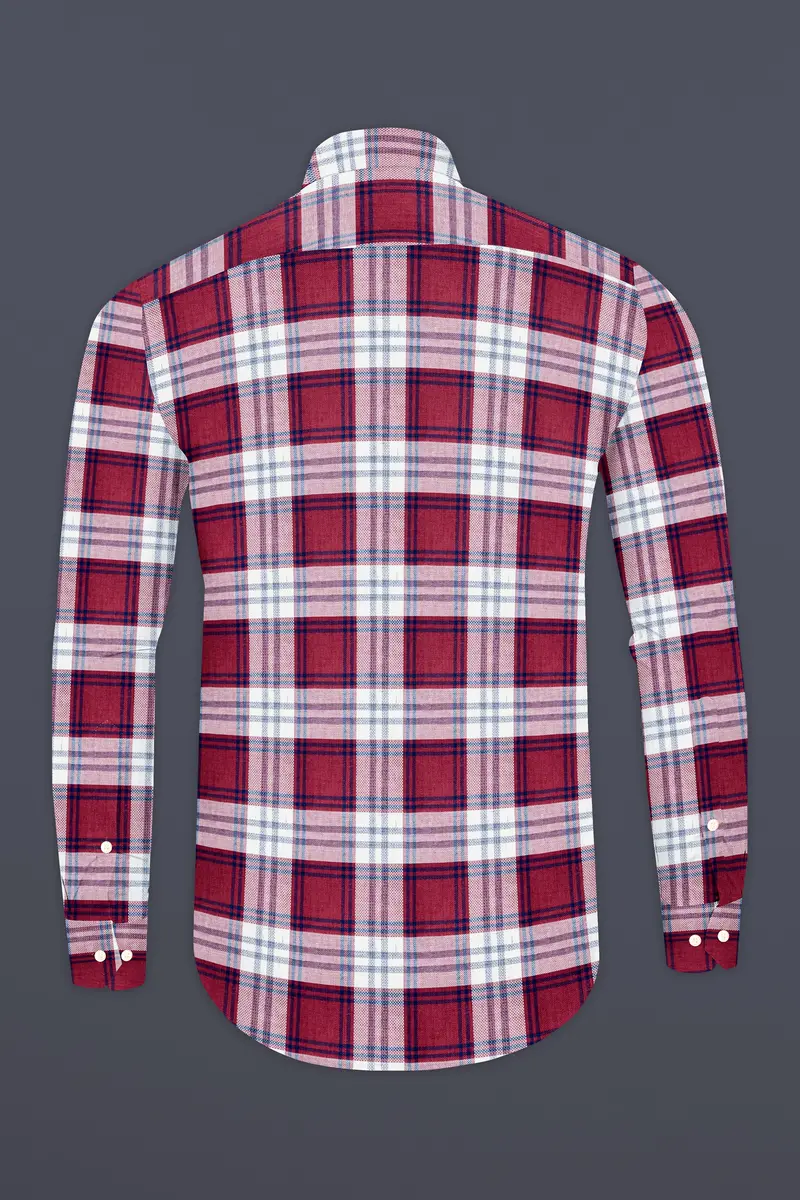 Shiraz Red And Pot Pourri Twill Plaid Premium Cotton Shirt 5