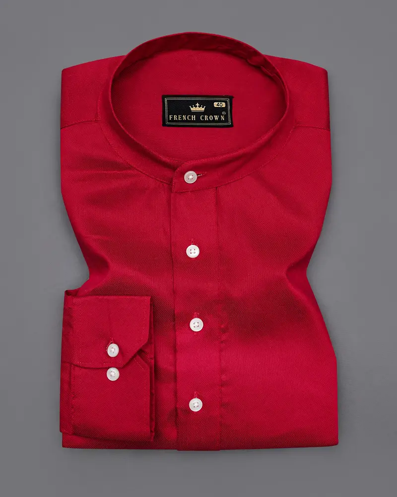 Shiraz Red Dobby Premium Giza Cotton Kurta Shirt 2