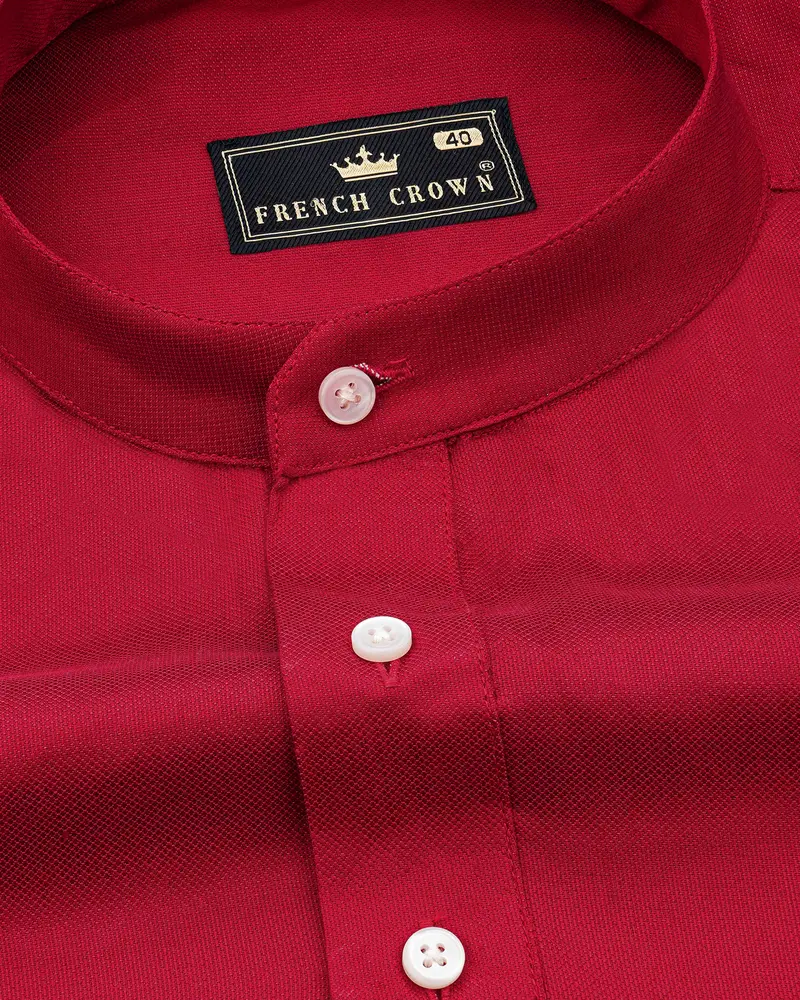 Shiraz Red Dobby Premium Giza Cotton Kurta Shirt 4