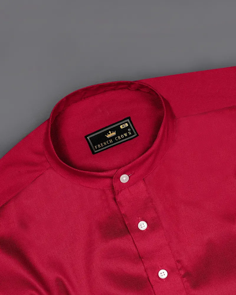 Shiraz Red Dobby Premium Giza Cotton Kurta Shirt 5