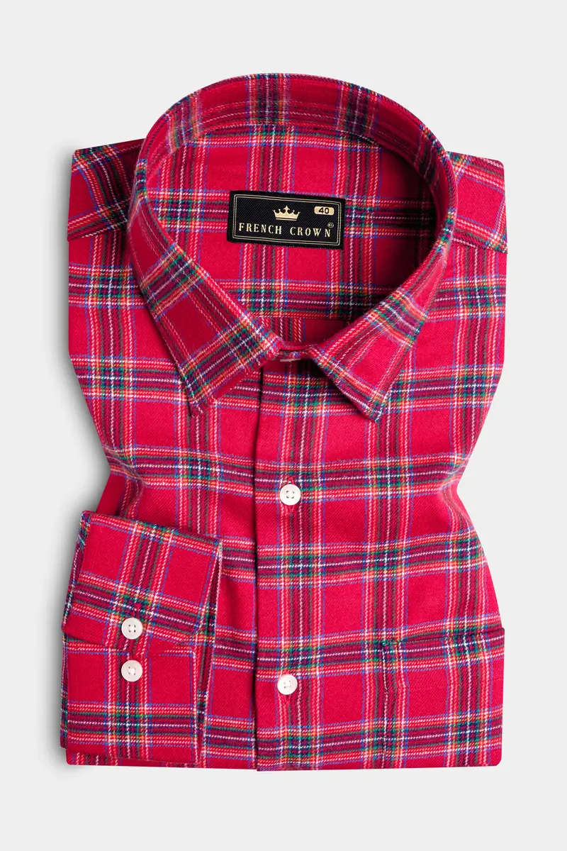 Shiraz Red Plaid Flannel Shirt 3