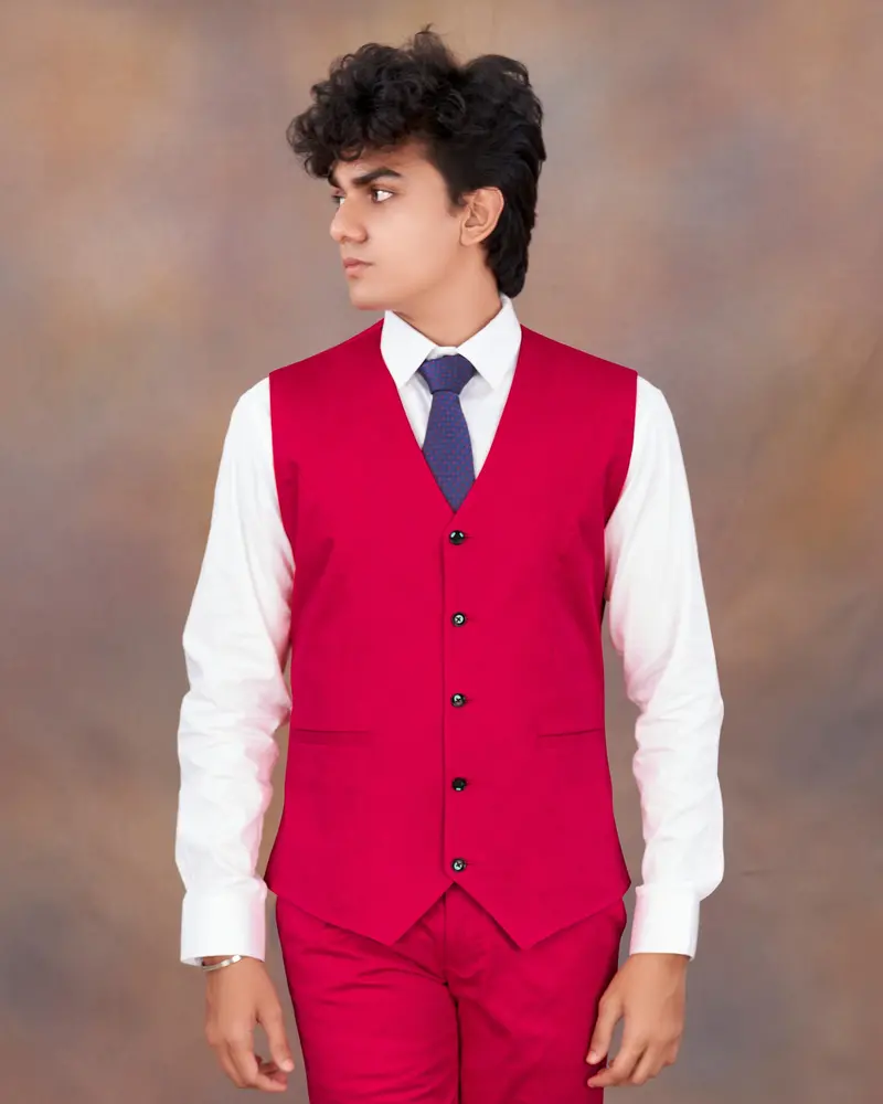 Shiraz Red Premium Cotton Waistcoat 7