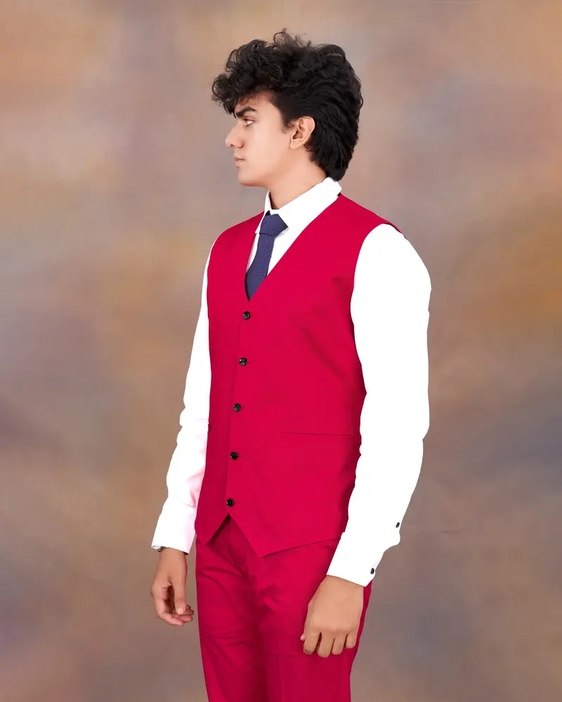 Shiraz Red Premium Cotton Waistcoat 8