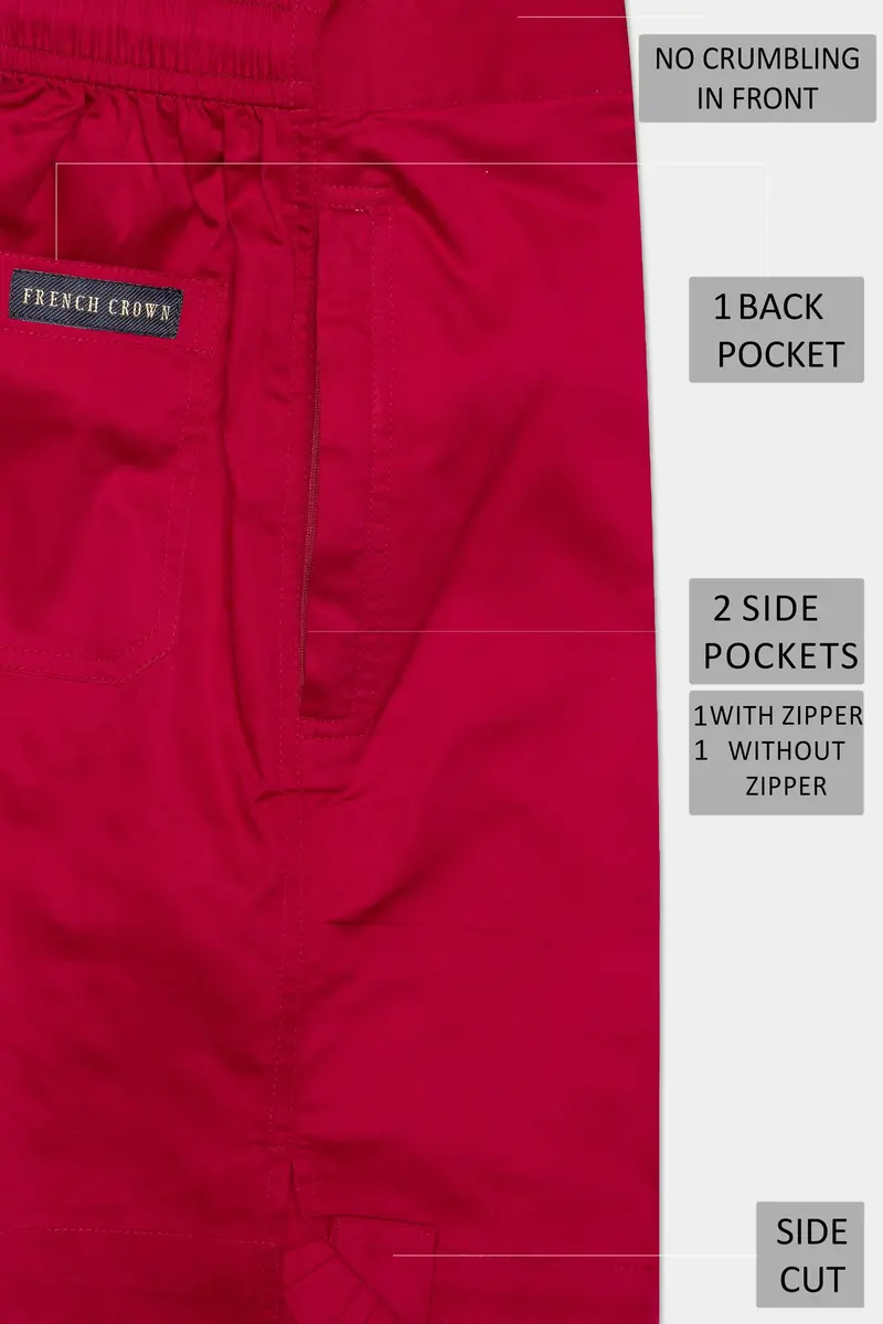 Shiraz Red Subtle Sheen Super Soft Premium Cotton Shorts 6