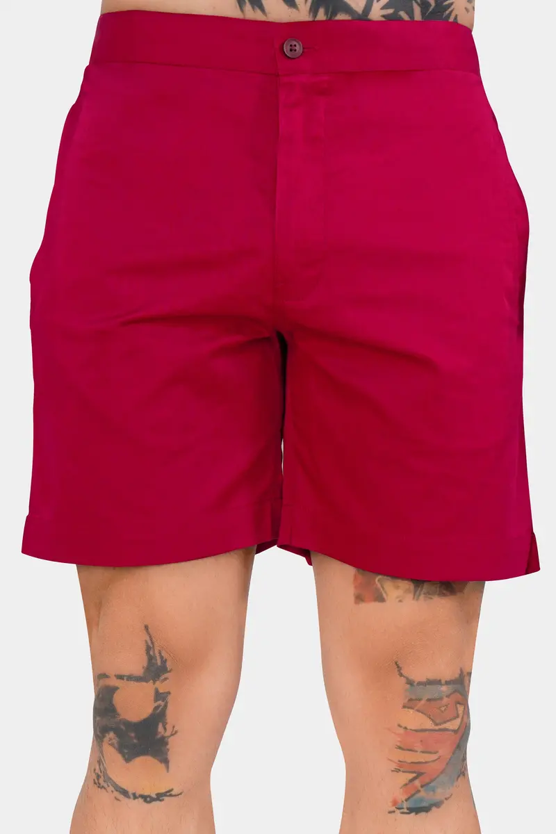 Shiraz Red Subtle Sheen Super Soft Premium Cotton Shorts 7