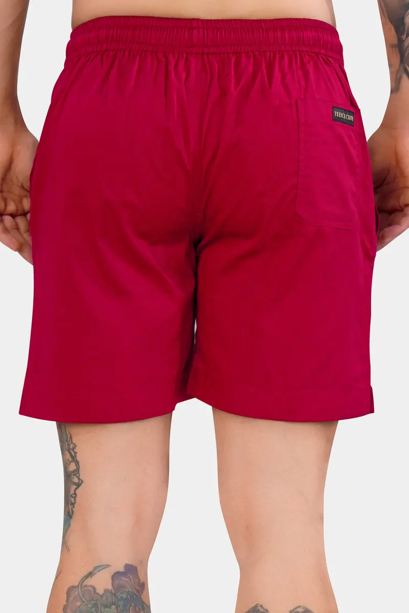 Shiraz Red Subtle Sheen Super Soft Premium Cotton Shorts 8