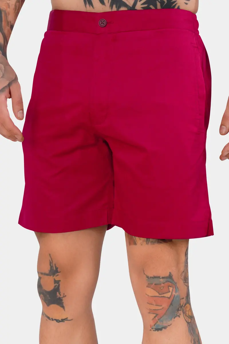 Shiraz Red Subtle Sheen Super Soft Premium Cotton Shorts 9