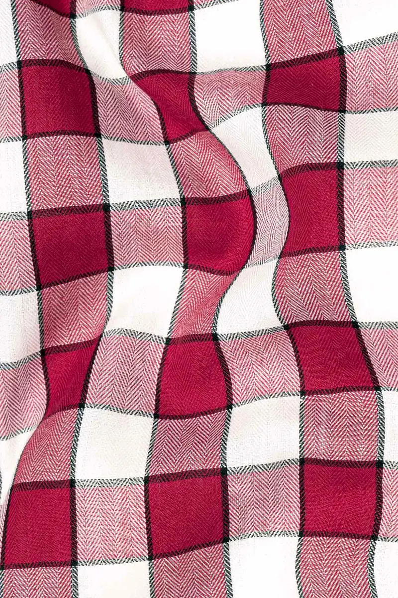 Shiraz Red With Blush Checkered Herringbone Shirt 2