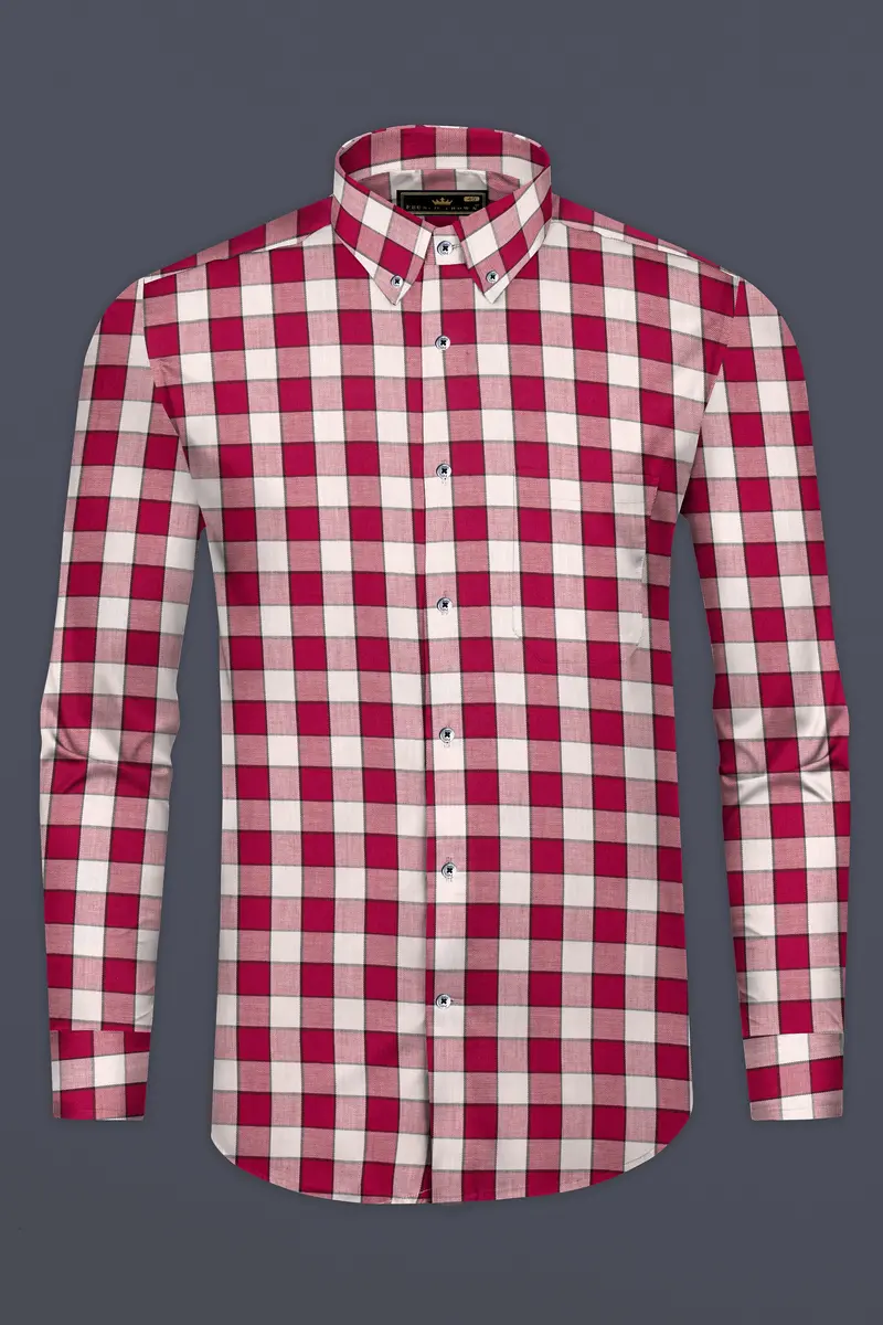 Shiraz Red With Blush Checkered Herringbone Shirt 4