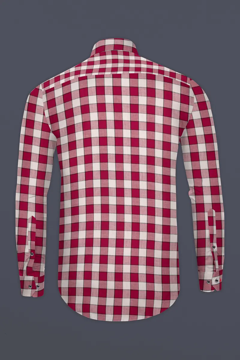 Shiraz Red With Blush Checkered Herringbone Shirt 5