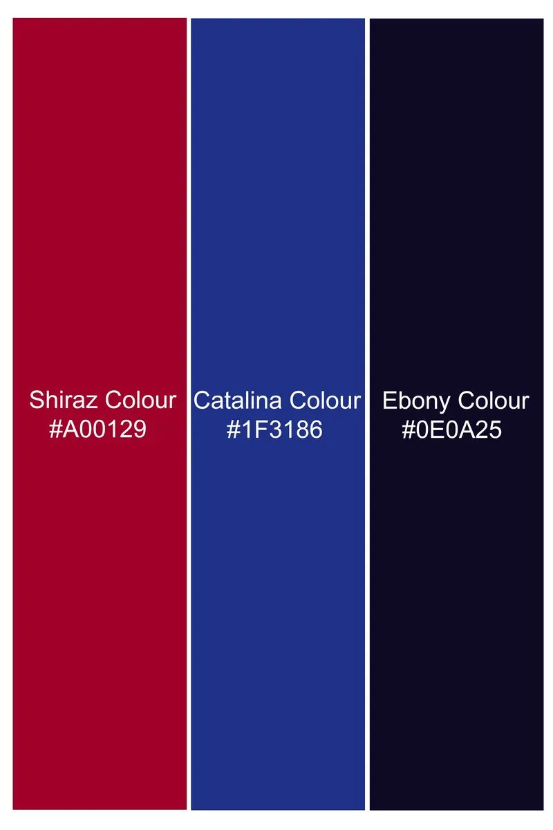 Shiraz Red With Catalina Blue And Ebony Blue Super Soft Premium Cotton Designer Shirt 8
