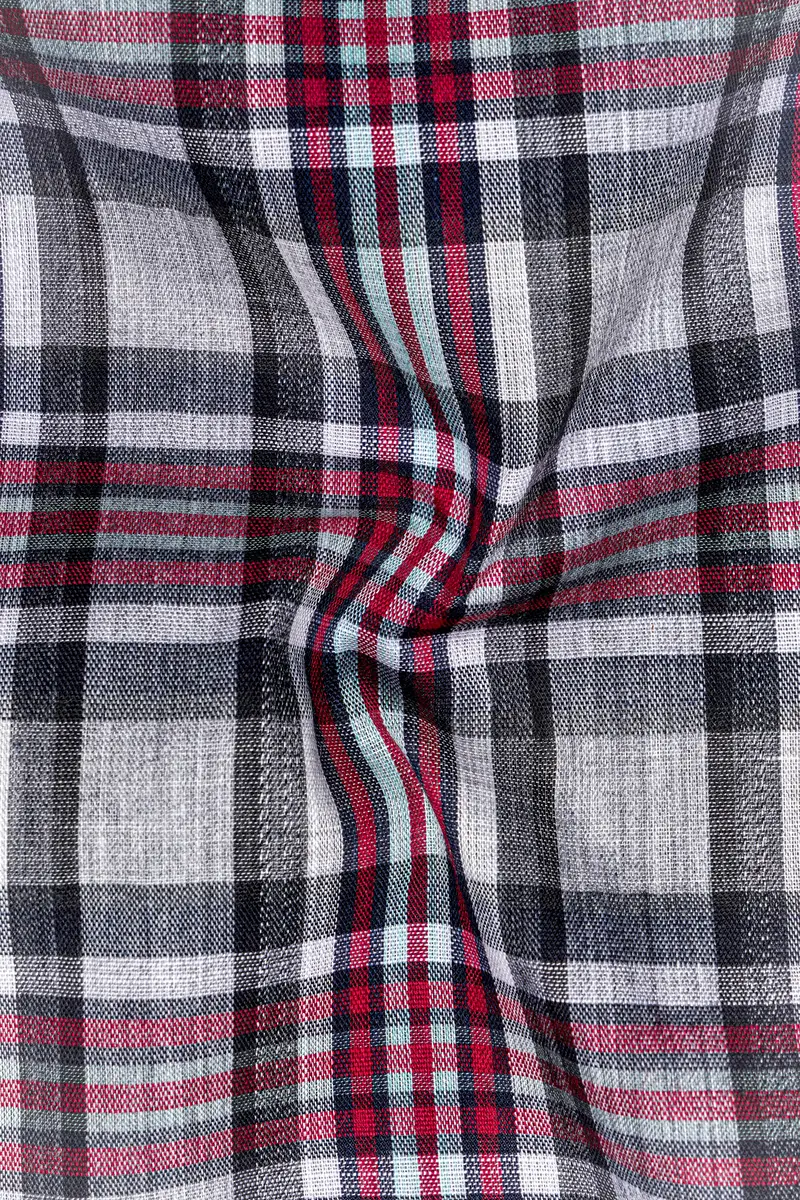 Shiraz Red With Fedora Gray Plaid Premium Cotton Shirt 3