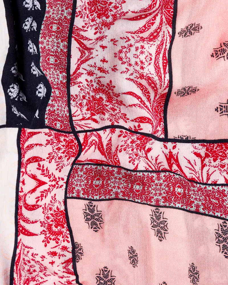 Shiraz Red With Lilac Peach Multicolour Printed Premium Tencel Shirt 3