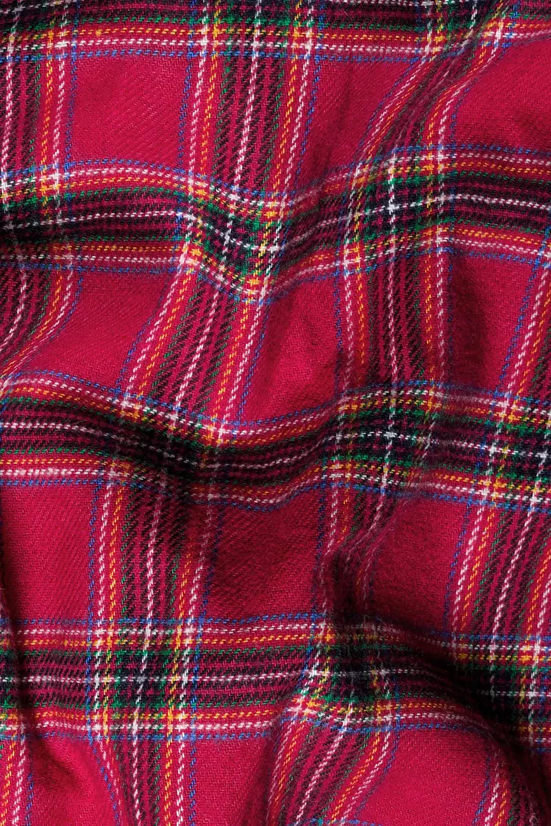 Shiraz Red With Mariner Blue Plaid Flannel Button Down Shirt 2