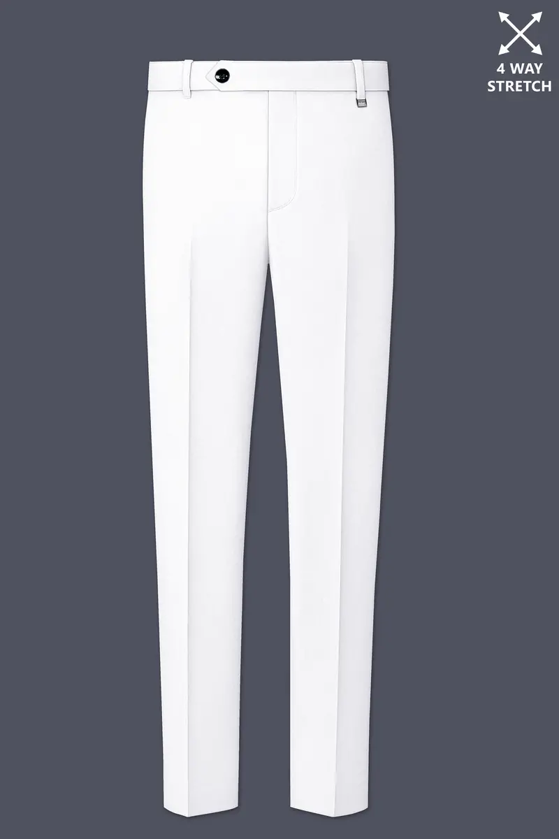 Shiro-Japanese Bright White 4-Way Stretch Wrinkle-Free Wool Rich Bandhgala Suit 12
