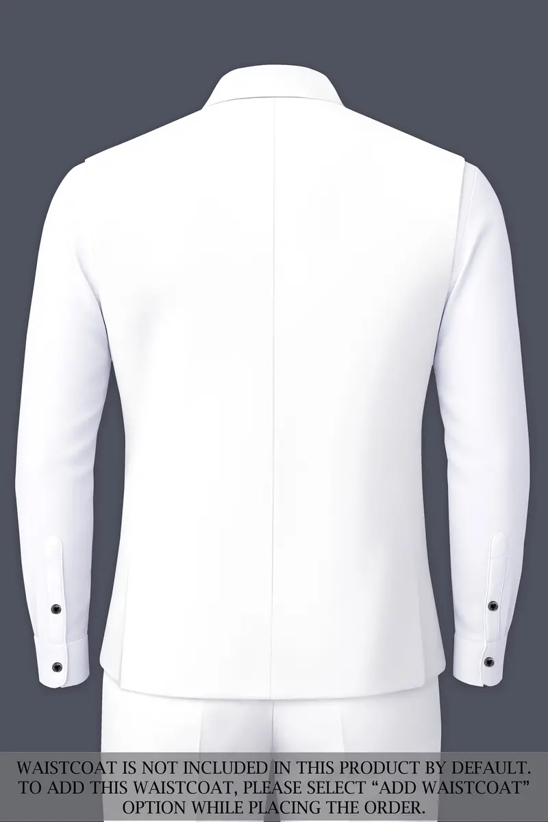 Shiro-Japanese Bright White 4-Way Stretch Wrinkle-Free Wool Rich Bandhgala Suit 16