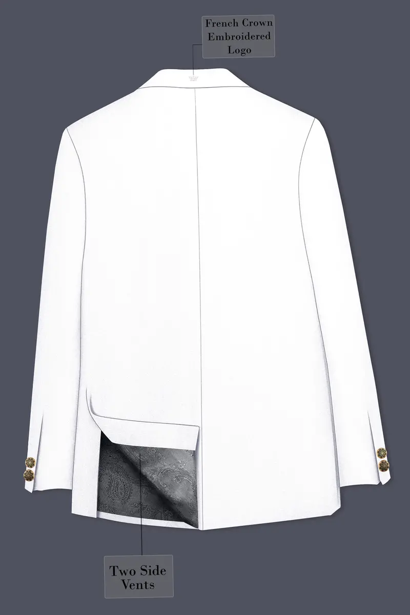 Shiro-Japanese Bright White 4-Way Stretch Wrinkle-Free Wool Rich Cross Placket Bandhgala Suit 8
