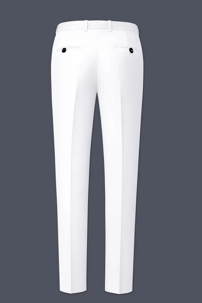 Shiro-Japanese Bright White 4-Way Stretch Wrinkle-Free Wool Rich Double Breasted Suit 14