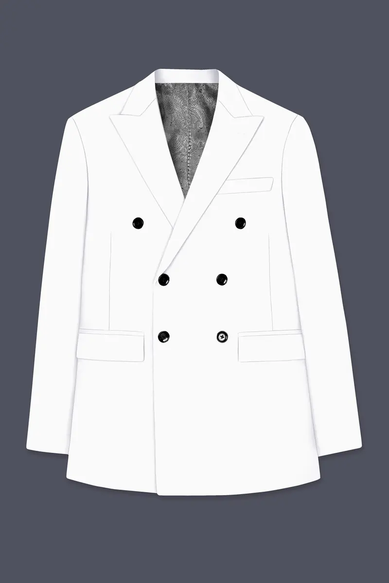 Shiro-Japanese Bright White 4-Way Stretch Wrinkle-Free Wool Rich Double Breasted Suit 8