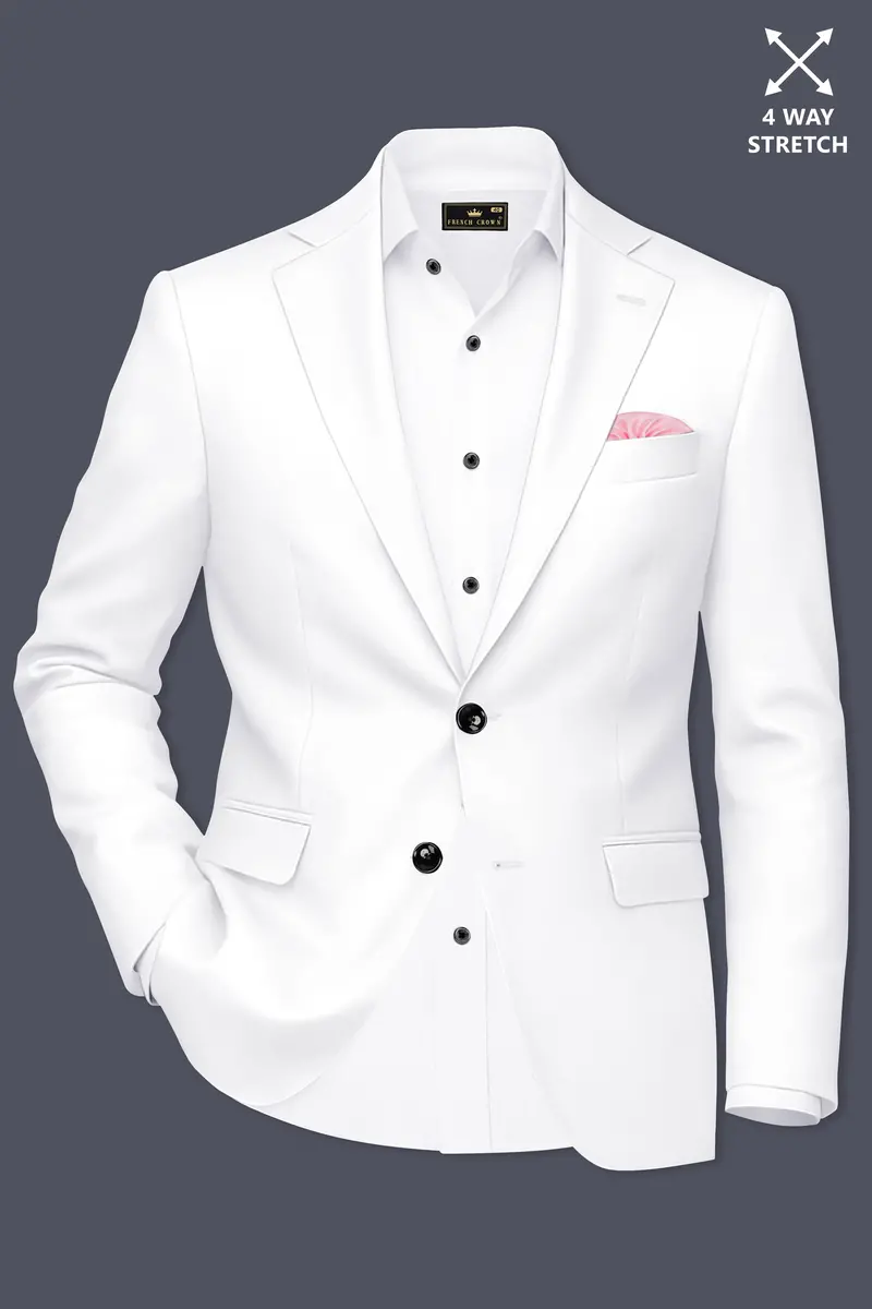 Shiro-Japanese Bright White 4-Way Stretch Wrinkle-Free Wool Rich Single Breasted Suit 10