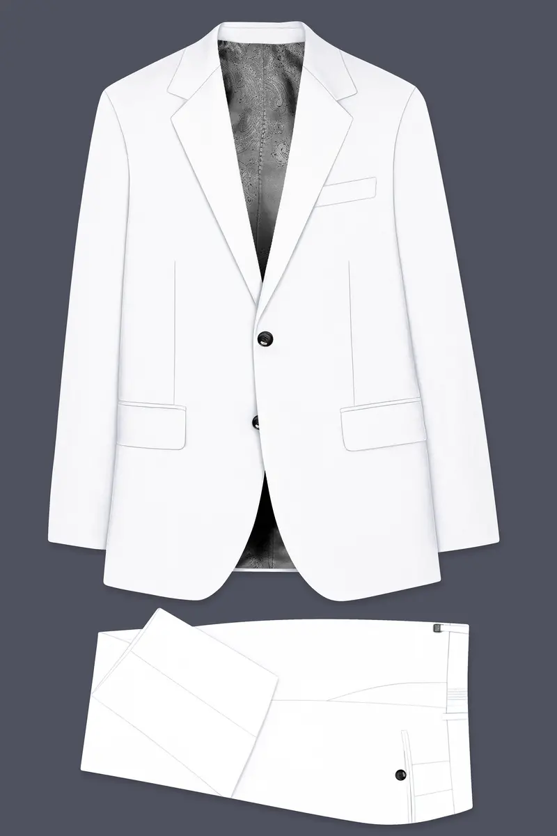 Shiro-Japanese Bright White 4-Way Stretch Wrinkle-Free Wool Rich Single Breasted Suit 11