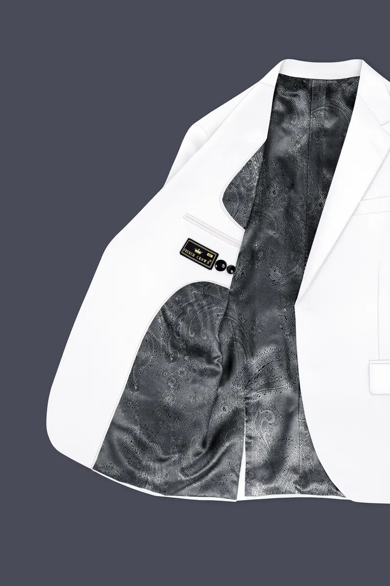 Shiro-Japanese Bright White 4-Way Stretch Wrinkle-Free Wool Rich Single Breasted Suit 6