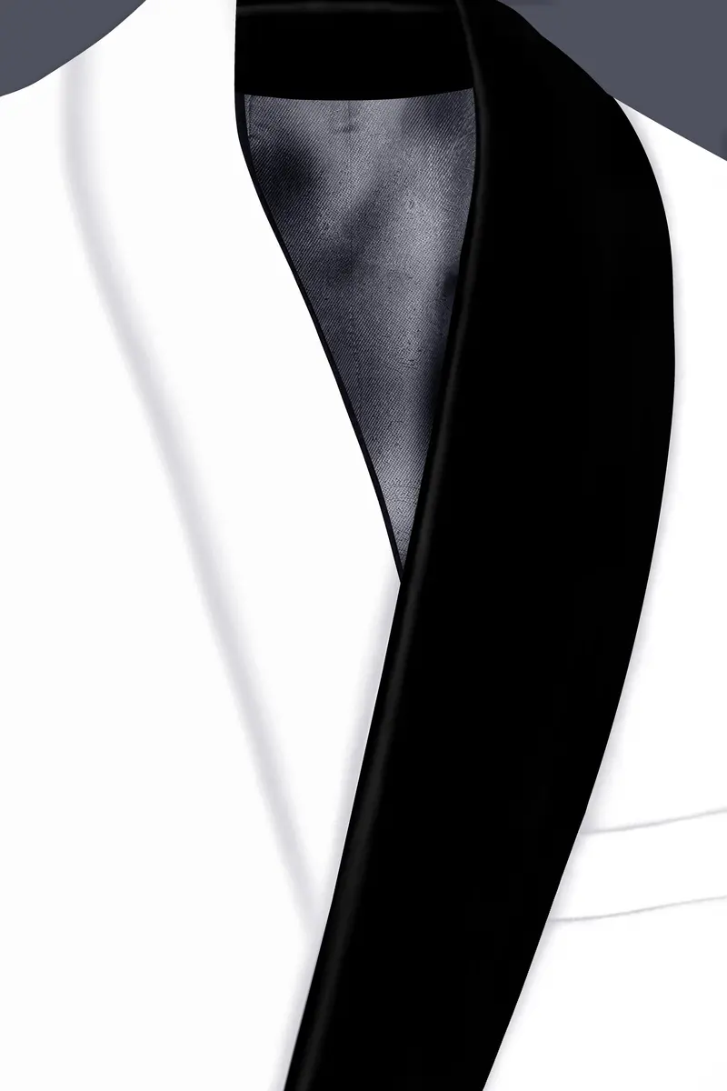 Shiro-Japanese Bright White 4-Way Stretch Wrinkle-Free Wool Rich Tuxedo Blazer 4
