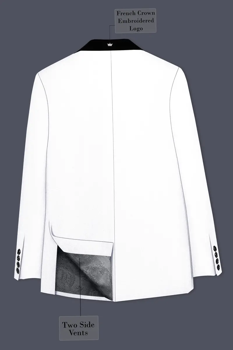 Shiro-Japanese Bright White 4-Way Stretch Wrinkle-Free Wool Rich Tuxedo Blazer 8