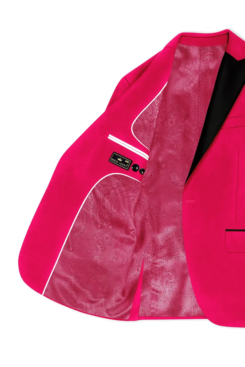 Shivelle-Shiraz Pink Velvet Peak Lapel Tuxedo Blazer 5