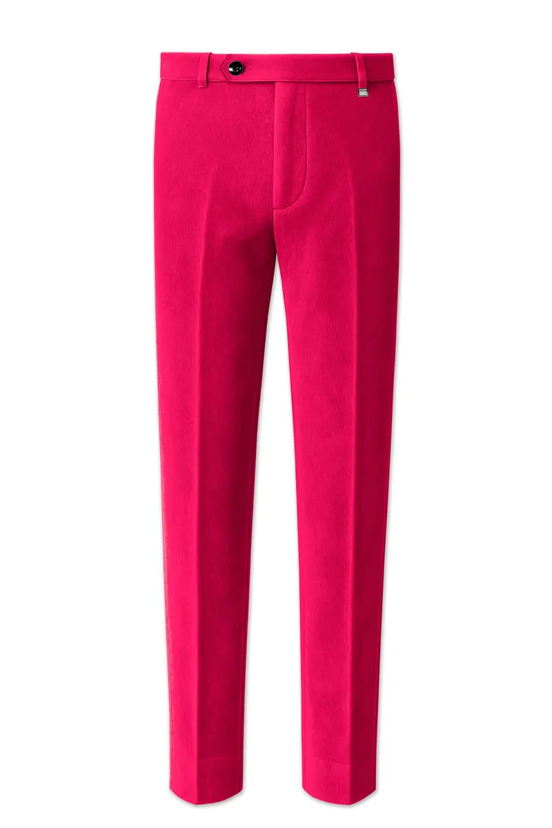 Shivelle-Shiraz Pink Velvet Peak Lapel Tuxedo Suit 13
