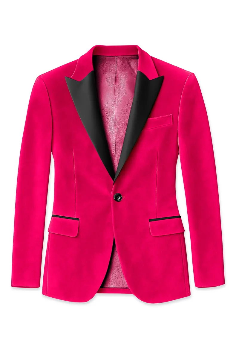 Shivelle-Shiraz Pink Velvet Peak Lapel Tuxedo Suit 8