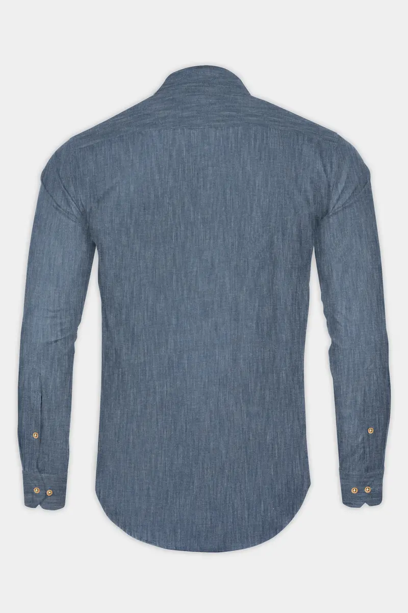 Shuttle Blue Heavyweight Luxurious Linen Kurta Shirt 6