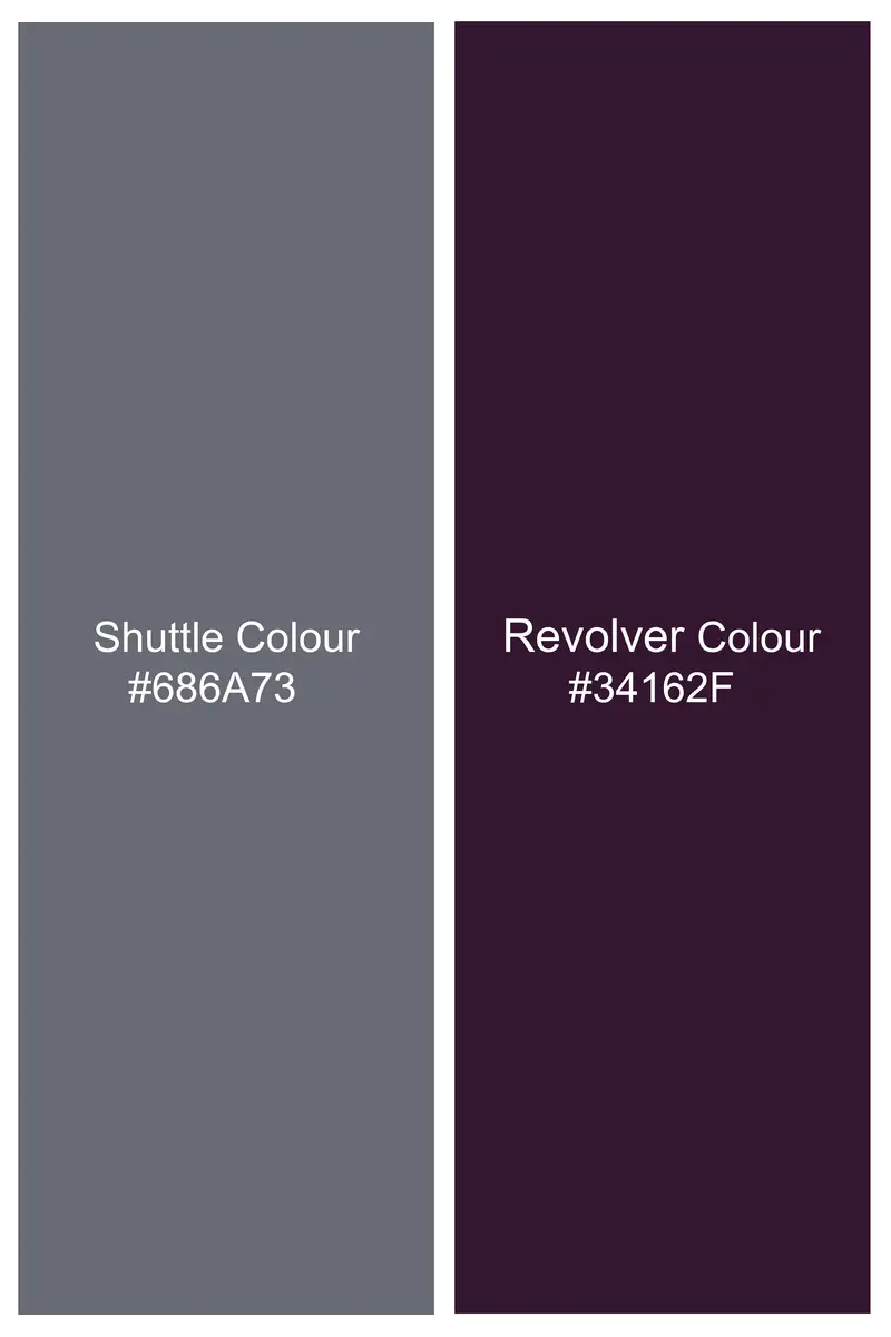 Shuttle Gray And Revolver Purple Checked Dobby Textured Premium Giza Cotton Shirt 8