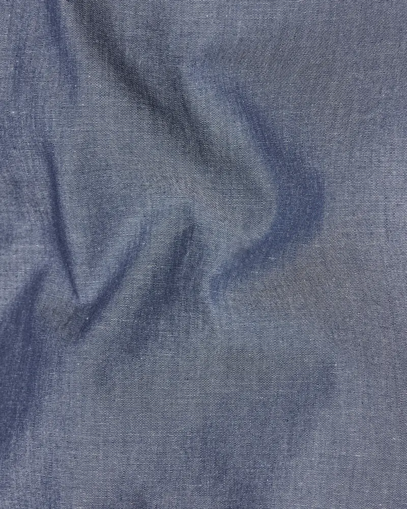 Shuttle Gray Chambray Mandarin Collared Shirt 2