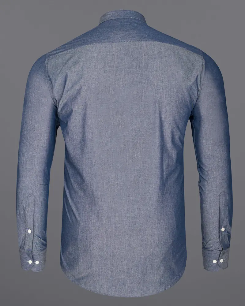 Shuttle Gray Chambray Mandarin Collared Shirt 6