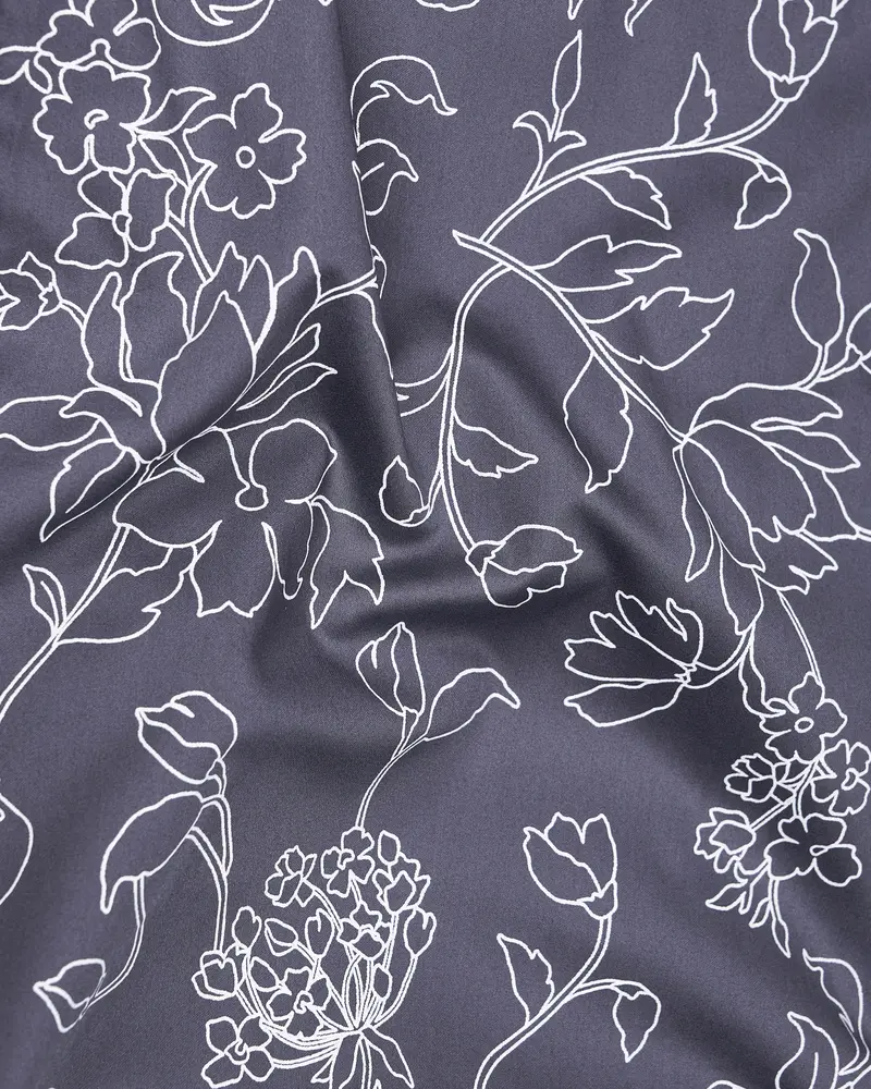 Shuttle Gray Floral Printed Super Soft Premium Cotton Shirt 2