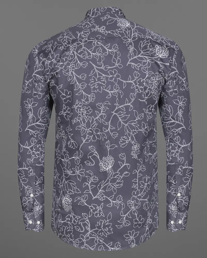 Shuttle Gray Floral Printed Super Soft Premium Cotton Shirt 6