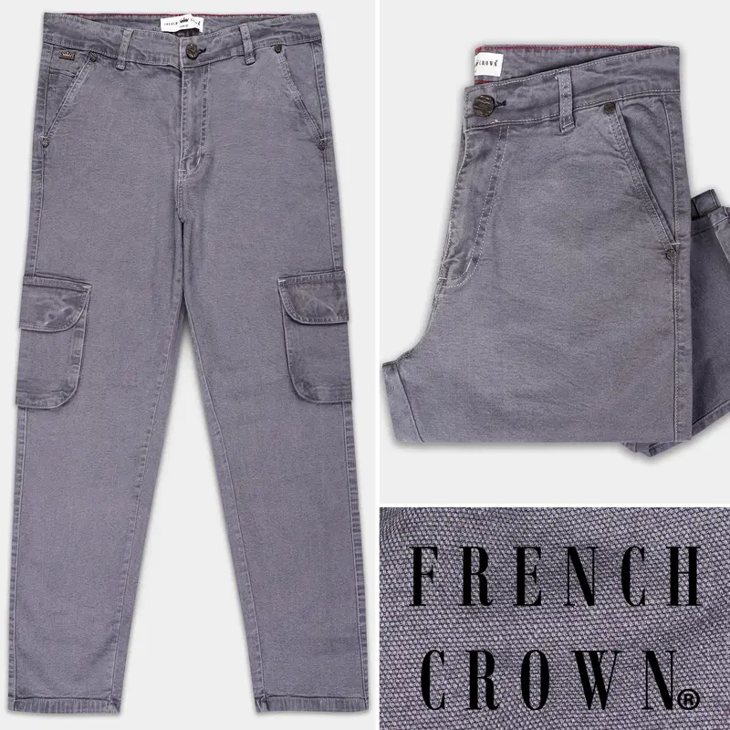 Shuttle Gray Rinse Wash Stretchable Cargo Denim 1