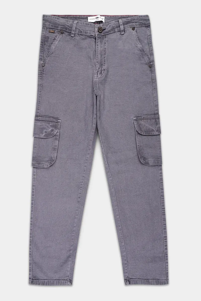 Shuttle Gray Rinse Wash Stretchable Cargo Denim 2